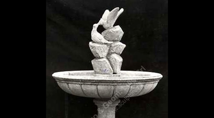 118 - One Tier Fountain with Birds in natural stone