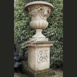 R041 Carved Stone Rams Vase